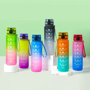Zaman işaretleyici ile 32oz motivasyon spor su şişesi-kez içmek-tritan, BPA ücretsiz kapaklı