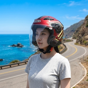 Nuevo <span class=keywords><strong>Casco</strong></span> <span class=keywords><strong>de</strong></span> Motocross Certificado 3C, Medio <span class=keywords><strong>Casco</strong></span> con Carcasa <span class=keywords><strong>de</strong></span> ABS, Doble Visera <span class=keywords><strong>Antivaho</strong></span> para Motocicleta, Scooter Eléctrico y Bicicleta - Product Image 2