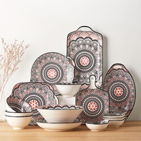 Vaisselle tunisienne Style marocain Plateau en céramique pour le petit déjeuner Steak Dumpling Plate Distinctive Binaural Design Western Plate