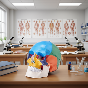 แบบจำลองกะโหลกศีรษะกายวิภาคศาสตร์ระดับมืออาชีพ ขนาดเท่าของจริง ทำจากพลาสติก ทาสีแล้ว แบ่งออกเป็น 8 ส่วน สมอง 3 ส่วน สำหรับการสอนและการวิจัยทางวิทยาศาสตร์การแพทย์ - Product Image 2