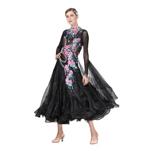 B-16492 de baile de salón para adultos, elegante, negro