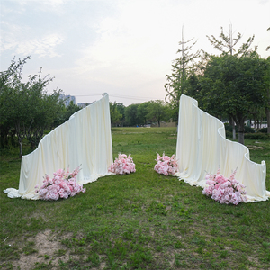 Pair S Shape Backdrop <b>Frame</b> Wedding Props White Metal Wave <b>Frame</b> <b>Arch</b> with Fabric Drape for Wedding Backdrop Decoration - Product Image 1
