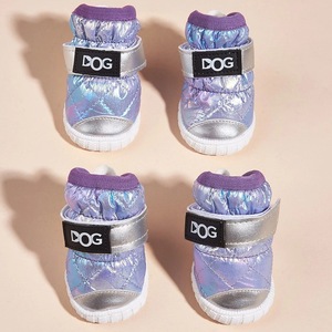 4 paires de chaussures d'hiver imperméables classiques pour chiots, chaussures chaudes en PU à motif uni, pour petits chiens de race <span class=keywords><strong>Chihuahua</strong></span>, Yorkie, Teddy, bottes de neige - Product Image 6