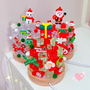 Christmas Diy Night Light Acrylic Ice Block Lamp <b>With</b> Led Lights For Kids Desk Decoration Round Shape Tap <b>Control</b> <b>USB</b> Power - Product Image 4