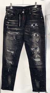 <span class=keywords><strong>Jeans</strong></span> da <span class=keywords><strong>Uomo</strong></span> ODM OEM Vintage <span class=keywords><strong>Classici</strong></span> Neri con Patch in Denim di Alta Qualità Pantaloni Streetwear Strappati di Qualità <span class=keywords><strong>Jeans</strong></span> per <span class=keywords><strong>Uomo</strong></span> - Product Image 4