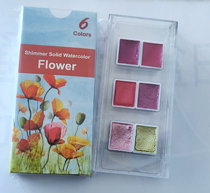 6/12 couleurs <span class=keywords><strong>bonbons</strong></span> miroitant solide <span class=keywords><strong>aquarelle</strong></span> ensemble Portable demi-casserole pour calligraphie peinture et artiste pour papier - Product Image 4