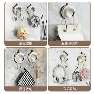 Suction Cup Hook Round Wall Mounted Punch Free Polished Finish Bathroom Storage Gadget - Product Image 2