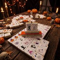 Juego de Mahjong Gótico Personalizado con Calaveras de Acrílico, Juego de Mesa Americano Oscuro para Halloween, Ideal para Fiestas en Bares, Interiores y Exteriores