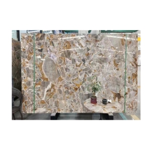 Dalles de marbre doré Versailles au design moderne, pierre naturelle de luxe à veines dorées pour comptoirs et revêtements de sol intérieurs de villas, format grand format. - Product Image 4
