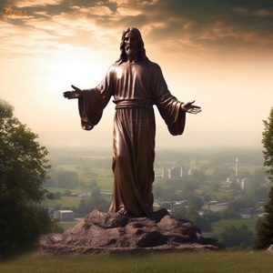 Gran Estatua de Bronce de Jesús Orando y Bendiciendo, con la Mano Abierta, para Exteriores, Escultura Religiosa de Jesús en Bronce - Product Image 4