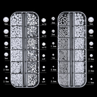 12 grille demi-ronde perles blanches Nail Art décorations Flatback strass accessoires pour ongles
