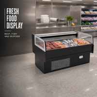 Vitrine Réfrigérée pour Viandes Fraîches - Bœuf/Fish/Fruits de Mer Frais - Réfrigérateur Commercial à Refroidissement par Air pour Supermarché