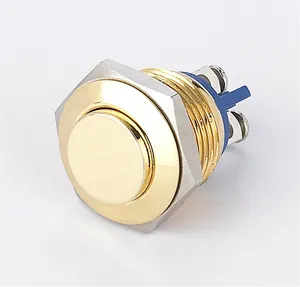 Interruptor de botón de metal antivandalismo chapado en oro y latón