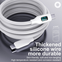 Nuevo Cable de Carga Rápida USB-C a USB-C con Pantalla LED Digital de 60W, Cable de Carga de Silicona con Cobre Puro para Teléfonos Móviles y Computadoras