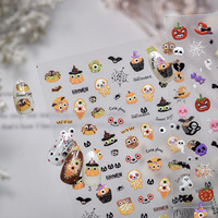 TSZS Lindas Pegatinas de Uñas de Halloween 5D Autoadhesivas con Diseño de Calabaza, Fantasma, Telaraña y Calavera para Decoración de Uñas DIY en Fiestas