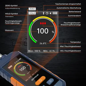 GOYOJO GS130 Digital Wood Moisture Meter Non Destructive Timber Moisture Tester LCD Hygrometer with Alarm Sensor - Product Image 2