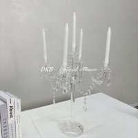 Décoration de fête, candélabre transparent à 4 têtes, centre de table pour mariage, décorations de table, support de bougie
