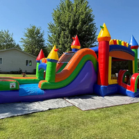 Toboggan aquatique gonflable d'extérieur en PVC durable de 0,55 mm, capacité supérieure à 500 kg pour plus de 10 enfants, avec souffleur, idéal pour les fêtes aquatiques commerciales