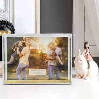 Marco de Fotos Acrílico con Purpurina Rosa de 4x6 Pulgadas, Marco de Fotos Líquido Decorativo Económico con Agua y Purpurina, Opciones de Personalización