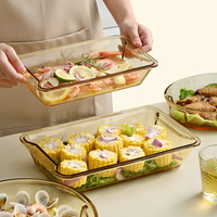 Ensemble de plats de cuisson en verre ambré ovale transparent, plateaux de cuisson en verre, plat de cuisson en cocotte