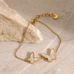 Yueli Butterfly <b>Bracelet</b> Gold Chain With <b>Shell</b> Inlay Women's Jewelry Gift Fashion Accessory - Product Image 4