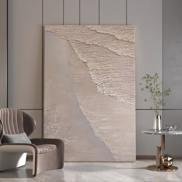 modern wall art painting Hand Painted Oil Painting Coastline Abstract Beach Texture Framed Wall Art  Frame for Living Room Entryway Decor
