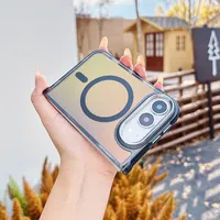 Étui de téléphone magnétique à effet givré coloré dégradé laser tendance pour iPhone Duo 18, coque transparente pliable en TPU+PC antichoc
