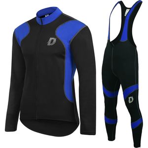 Ensemble de pantalon et maillot de cyclisme pour hommes, manches longues, collants rembourrés thermiques, respirants, coupe-vent pour la conduite - Product Image 1