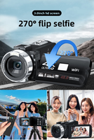 4K 超高清 48MP 18 倍变焦 3.0 英寸触摸屏 HDMI 输出 红外夜视 外置麦克风 YouTube 直播摄像机