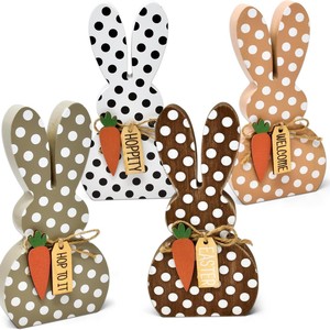 Wooden Easter Bunny Tray Decoration MDF Handmade Indoor Table Centerpiece For Easter - Product Image 3
