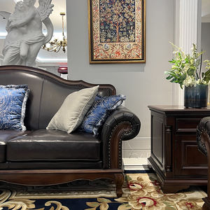 Ensemble de canapés en cuir européen 123 à combinaison libre, cadre en bois massif sculpté, adapté aux appartements et aux salons d'<span class=keywords><strong>hôtel</strong></span> - Product Image 6