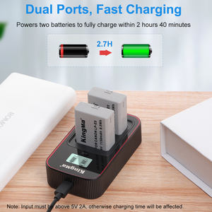 Batteria Kingma LP-E5 (Confezione da 2) con Caricatore LCD USB-C Doppio per Canon EOS 450D 500D 1000D Kiss X2 X3 DSLR - Product Image 4