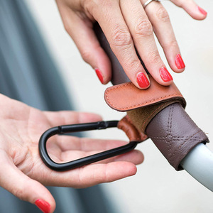 PU leather stroller <b>hooks</b>, child seat handle <b>hooks</b>, portable carabiner Velcro stroller <b>hooks</b> - Product Image 2
