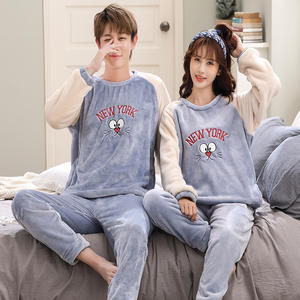 Nuevo Diseño de Pijamas de Franela de Manga Larga para Parejas, Ropa de Dormir Gruesa para Hombre y Mujer - Product Image 3