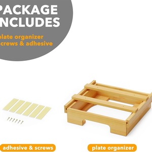 SpaceAid Bamboo <b>Plate</b> Storage <b>Rack</b> Rectangle Eco Friendly Cabinet Organizer Standing Type 1 Layer - Product Image 5