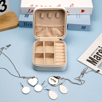 Boîte à bijoux en PU par sublimation, petite boîte de voyage à bijoux portable vierge, boîte à bijoux imprimée à faire soi-même pour anniversaire de mariage