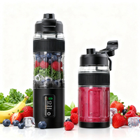 Draagbare blender met LED-display, krachtige 220W 6-blads sapcentrifuge, USB oplaadbaar, fruitmixer, mini zwarte handmixer, camping, CE-gecertificeerd