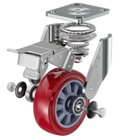 Roue pivotante en polyuréthane rouge de 4, 5, 6, 8 pouces avec noyau en PP, charge de 260 kg, frein pivotant, roue non marquante en acier pour chariot d'atelier