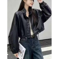 Veste classique noire de qualité supérieure pour femmes, en similicuir PU, manteau personnalisé pour l'automne, vêtements d'extérieur pour le bureau