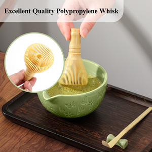 ชุดชาเขียวมัทฉะเซรามิก 7 ชิ้น ลายผีเสื้อ พร้อมถ้วยและที่ตีชา PP สำหรับพิธีชงชาแบบดั้งเดิม ถ้วยสีเขียว - Product Image 5