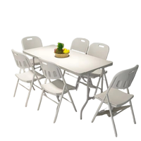 Table de pique-nique pliante portable en HDPE Benjia, légère, rectangulaire, durable, pour chambre à coucher, hôpital, salle à manger