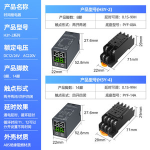 H3Y 2 4 จอแอลซีดี ไทม์รีเลย์ 220V 24V มินิ ดิจิตอล ยูนิตควบคุมการหน่วงเวลาแบบวนซ้ำ JSZ6 - Product Image 1