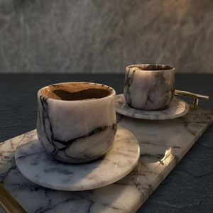 Elegant Handcrafted <b>Marble</b> <b>Coaster</b> Set Turkish Coffee Inspired Design Natural Stone Drink <b>Coasters</b> for Luxury Home Decor Table - Product Image 1