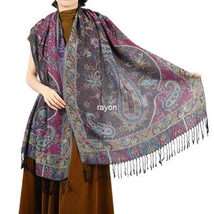 Jacquard Women's Long Spring/Summer Shawl Retro Ethnic <strong>Paisley</strong> <strong>Scarf</strong> with Dot Pattern Leaf and Argyle Design - Product Image 4