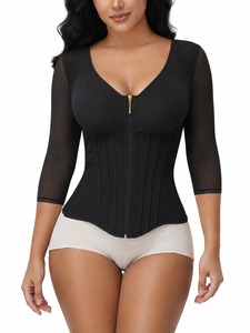 Top Moldeador de <span class=keywords><strong>Manga</strong></span> <span class=keywords><strong>Larga</strong></span> de Malla de Alta Calidad con Cremallera Frontal, Corsé Reductor de Cintura, Control Abdominal y <span class=keywords><strong>Blusa</strong></span> Escultora Corporal Adelgazante - Product Image 5