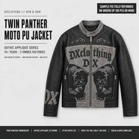 Blouson Moto en Cuir PU Haut de Gamme Personnalisé avec Applique Gothique Double Panthère en Daim – Fabricant OEM/ODM pour Marques (Marque Privée)