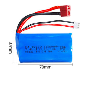 15C 2S <span class=keywords><strong>7.4V</strong></span> <span class=keywords><strong>1500mAh</strong></span> 리 이온 배터리 팩 <span class=keywords><strong>18650</strong></span> 리튬 이온 배터리 T 딘 및 RC 자동차 드론에 대 한 3Pin JST 플러그 - Product Image 1