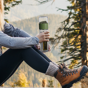 Thiết kế mới hợp thời trang vòng máy rửa chén an toàn du lịch ngoài trời không nhựa cao Borosilicate kính chai nước trà với Infuser - Product Image 5