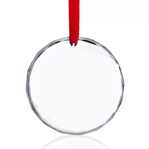 Kleine Fabrik verkauft blanko klare runde Kristallglas-Laser-gravierte Weihnachtsbaumschmuck-Anhänger, individuelle Dekoration, Souvenir - Product Image 1