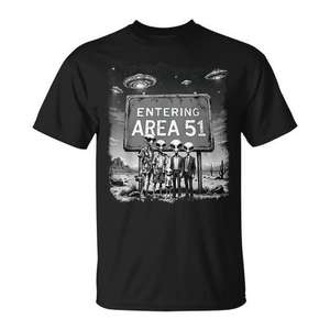 Camiseta con estampado gráfico de Alienígenas de Área 51, camiseta negra para hombre - Product Image 1